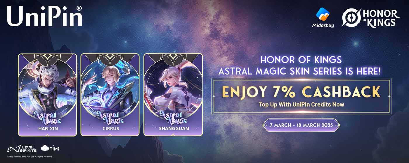 Honor Of Kings: Get Your Astral Magic Skins and enjoy exclusive 7% cashback now!